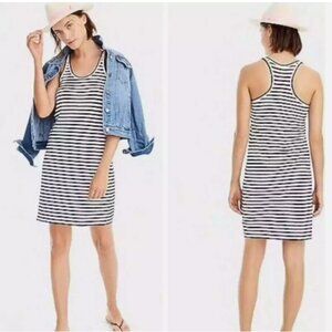 J Crew navy white striped racerback tank dress XS